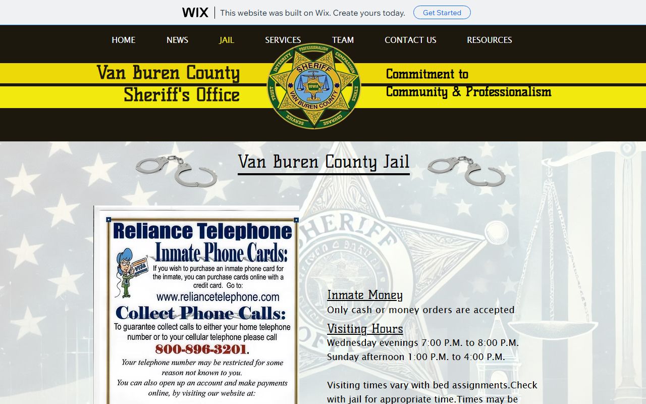 Van Buren County Jail inmate population and jail information page